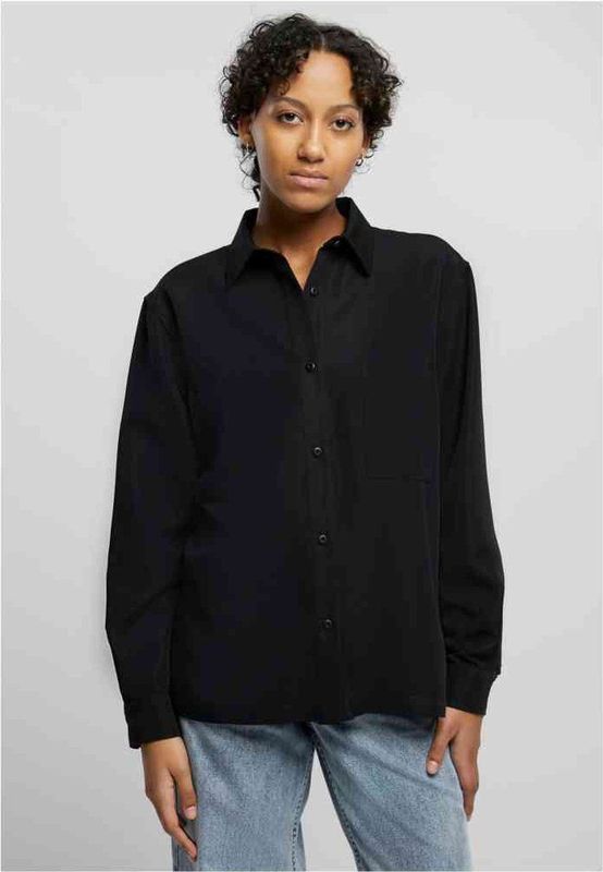 Urban Classics - Oversized Twill - Overhemd - Zwart - 68% Viscose, 32% Polyester
