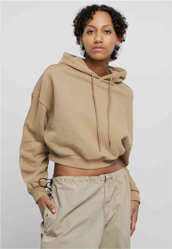 Urban Classics - Cropped Heavy Hoody - Warm Zand - Dames