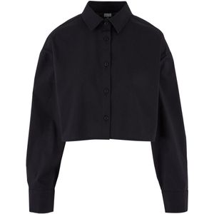 Urban Classics - Cropped Oversized Blouse - Zwart - Popeline