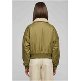 Dames - Bomberjack - Effen - Zwart - Nylon Keper - Sherpa Kraag