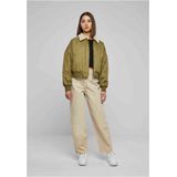 Dames - Bomberjack - Effen - Zwart - Nylon Keper - Sherpa Kraag