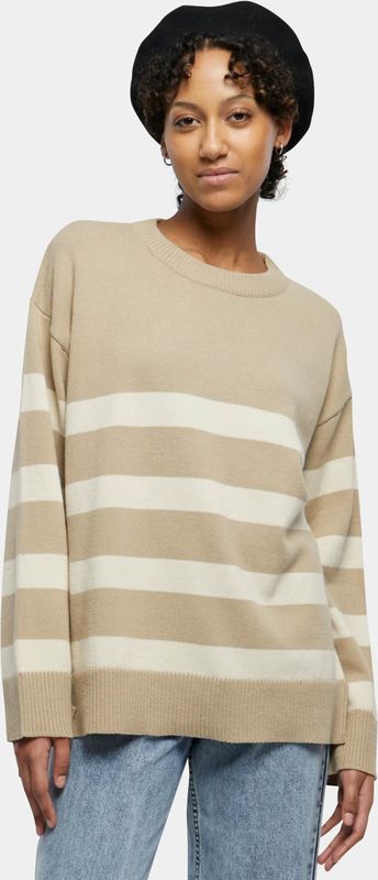 Urban Classics - Striped Knit Crewneck sweater/trui - Beige