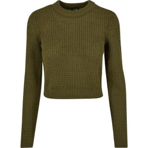 Urban Classics - Short waffle Sweater/trui - Olijfgroen
