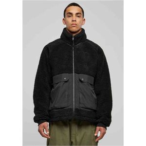 Urban Classics Raglan Sherpa-jas voor heren, zwart/zwart