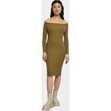 Urban Classics - Off Shoulder Rib - Jurk - Zwart - 97% Katoen, 3% Elastaan