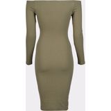 Urban Classics - Off Shoulder Rib - Jurk - Zwart - 97% Katoen, 3% Elastaan