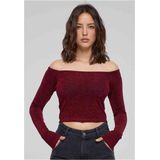 Urban Classics - Off Shoulder Glitter Longsleeve Top - Bordeaux Rood