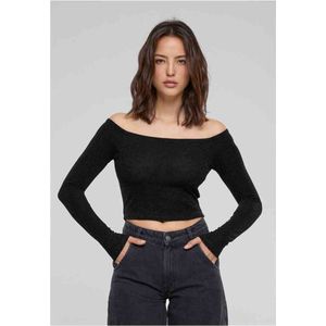 Urban Classics - Off shoulder Glitter Longsleeve top - Zwart