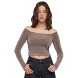 Urban Classics - Off shoulder Glitter Longsleeve top - Goudkleurig