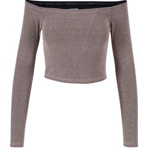 Urban Classics - Off shoulder Glitter Longsleeve top - Goudkleurig