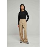 Urban Classics - Broek - Ultra Wide Pleat Front Pants - Wetsand - Dames