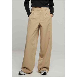 Urban Classics - Broek - Ultra Wide Pleat Front Pants - Wetsand - Dames
