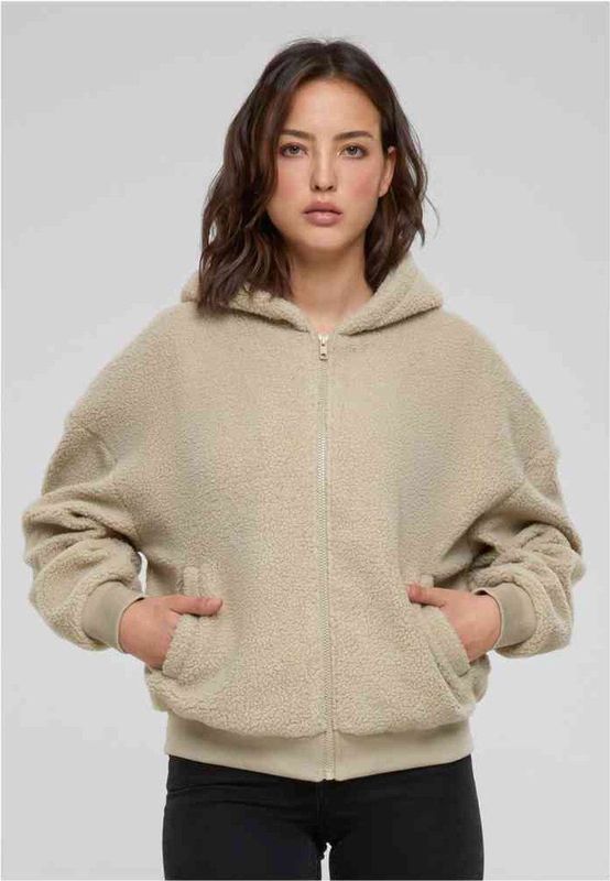 Urban Classics - Oversized Sherpa Vest met capuchon - Beige