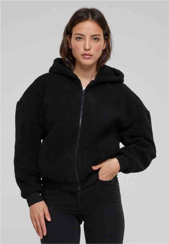 Urban Classics - Oversized Sherpa Vest met capuchon - Zwart