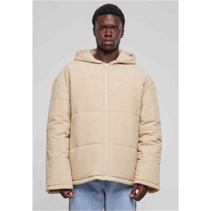 Urban Classics Jas met capuchon Block Puffer Herenjas, Nat zand