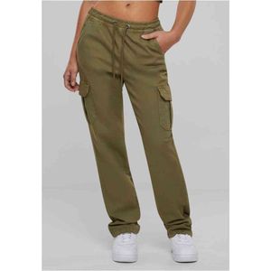 Urban Classics - High Waist Twill Cargobroek - Olijfgroen