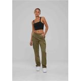 Urban Classics - High Waist Twill Cargobroek - Olijfgroen