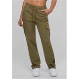Urban Classics - High Waist Twill Cargobroek - Olijfgroen