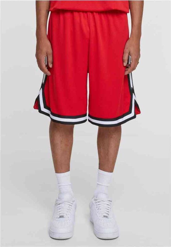Urban Classics - Stripes Mesh Korte broek - Rood/Zwart