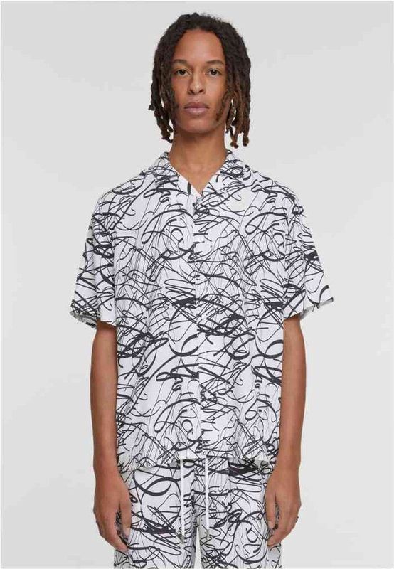 Urban Classics - AOP Resort Shirt - Overhemd - Witescribble - Korte Mouwen - Bloemenprint