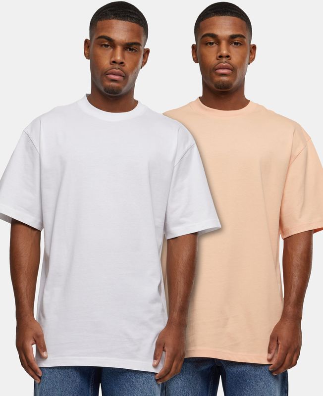 Urban Classics - Tall 2-pack Heren T-shirt - Roze Wit