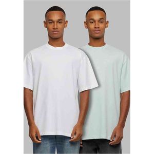 Urban Classics - Tall 2-pack Heren T-shirt - Mintgroen Wit