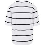 Urban Classics - Oversized Sleeve Modern Stripe Heren T-shirt - Wit Donkerblauw