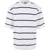 Urban Classics - Oversized Sleeve Modern Stripe Heren T-shirt - Wit Donkerblauw