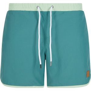 URBAN CLASSICS Zwemshorts voor heren, afgeronde zoom, kort model, 2 zijzakken, trekkoord, geïntegreerde microgeperforeerde slip, verschillende kleuren beschikbaar, maat XS - 5XL, Paleaf/Vintagregreen,