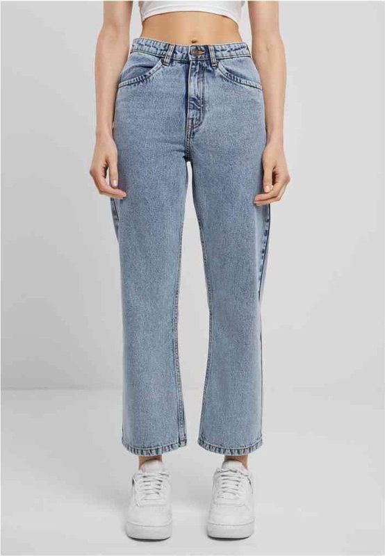 Urban Classics - Cropped Straight Leg Denim Pants - Lichtblauw - Damesbroek