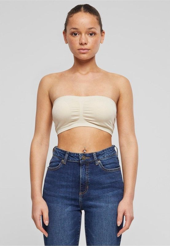 Urban Classics - Top - Ecru/Kaki - Strapless - Naadloos - Aansluitende Pasvorm