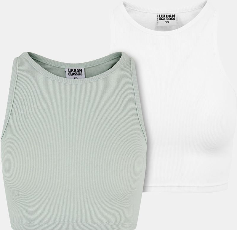 Urban Classics - Set van 2 Gebreide Tops - Frosted Mint en Wit - Katoen