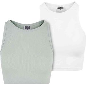 Urban Classics - Cropped Rib Top - 2-Pack - Frostmint - White - Katoen