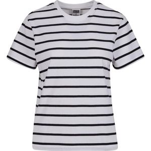 Urban Classics - Striped Boxy Dames T-shirt - Zwart Wit