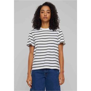 Urban Classics - Striped Boxy Dames T-shirt Zwart Wit