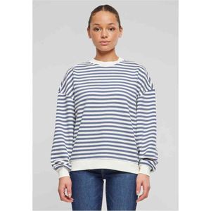 Urban Classics Oversized Striped Crewneck sweater/trui Beige/Blauw