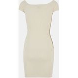 Urban Classics - Geribde Off-Shoulder Jurk - Wit Zand - Damesjurk