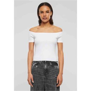 Urban Classics - Organic Rib Off shoulder top - Wit