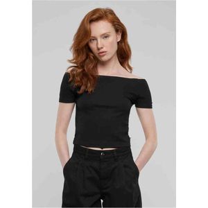 Urban Classics - Organic Rib Off shoulder top - Zwart