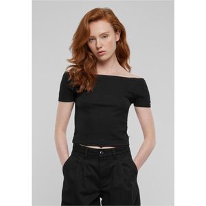 Urban Classics - Organic Rib Off shoulder top - Zwart