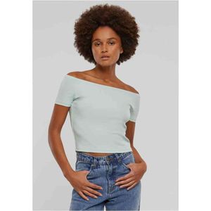 Urban Classics - Organic Rib Off shoulder top Mintgroen