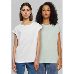 Urban Classics - Extended Shoulder 2-Pack Top - Mintgroen Wit
