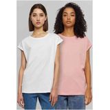 Urban Classics - Ladies Extended Shoulder Tee - T-shirt - Lemonaderoze + Wit - 2-Pack