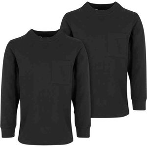 Urban Classics - Heavy Oversized Pocket - Longsleeve Shirt - Zwart - 2-Pack