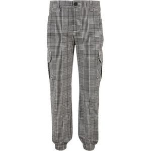 Urban Classics - AOP Glencheck Jog Kinder Cargobroek - Kids / - Zwart/Wit
