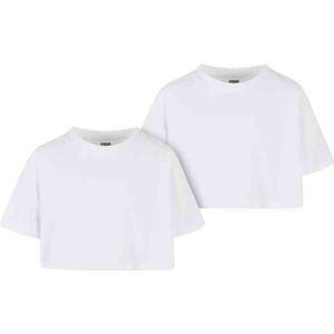 Urban Classics - Short Kimono 2-pack Crop top - Kids 110 116 - Wit Wit