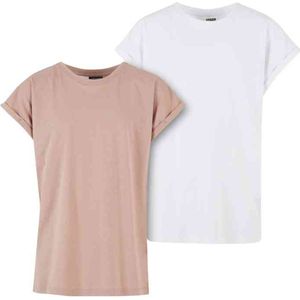 Urban Classics - Extended Shoulder 2-Pack Kinder T-shirt - Kids 110 116 - Wit Roze