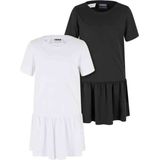 Urban Classics - Valance Tee - Korte Jurk - Wit/Zwart - 100% Katoen