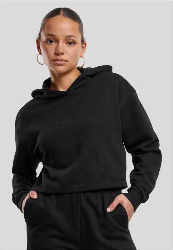 Urban Classics - Oversized Light Terry Crop Hoodie - Zwart