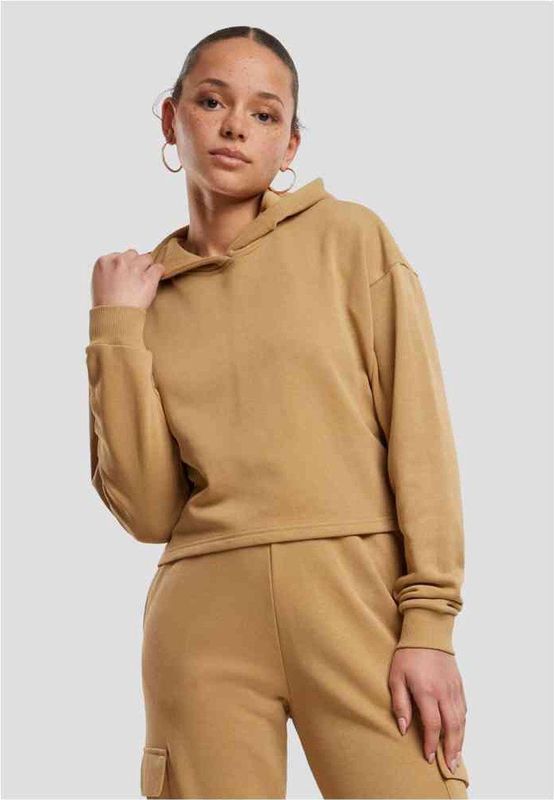 Urban Classics - Oversized Light Terry Crop Hoodie - Beige